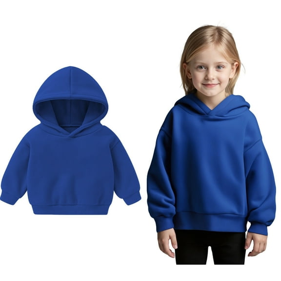 Hoddies Blue Hoodies Casual Long Sleeve Hoodie Sweatershirt Pullover Fall Clothes Toddler Boy Clothes 12-18 Months Boys Girls Fashion