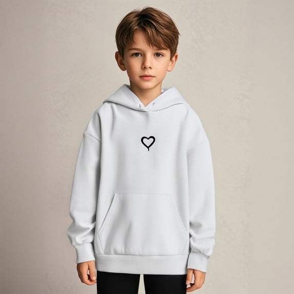 Hoddies Heart Print Hoodie Casual Long Sleeve Hoodie Sweatershirt Pullover Fall Clothes Girls Clothes 3-4 Years Boys Girls Fashion