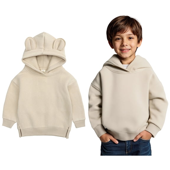 Hoddies Kids Beige Hooded Long Sleeve Casual Basic Pullover Sweatshirt Hoodie Fall Clothes r 3-4 Years Boys Clothes Boys Girls Fashion