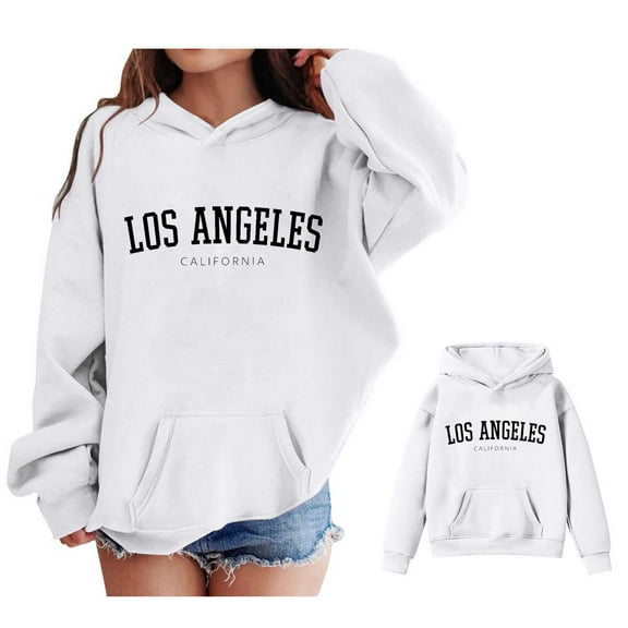 Hoddies Kids City Name Letter Print White Hoodies Casual Long Sleeve Hoodies Winter Clothes Kids Clothes Boys Size 9-10 Years