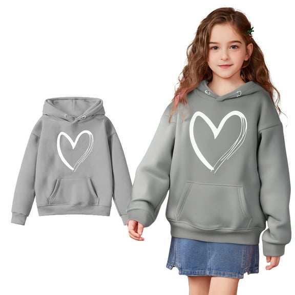 Hoddies Kids Heart Print Hoodies Casual Long Sleeve Sweatshirts Warm Fall Winter Clothes Child Girl Clothes 4-5 Years Boys Girls Fashion