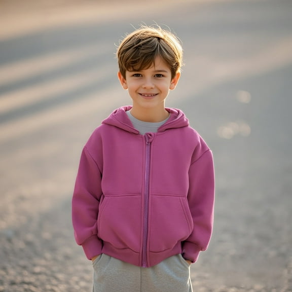 Hoddies Kids Hot Pink Full Zipper Hoodies Casual Long Sleeve Sweatshirts Jackets Winter Clothes 2-3 Years Old Boy Clothes Boys Girls Fashion