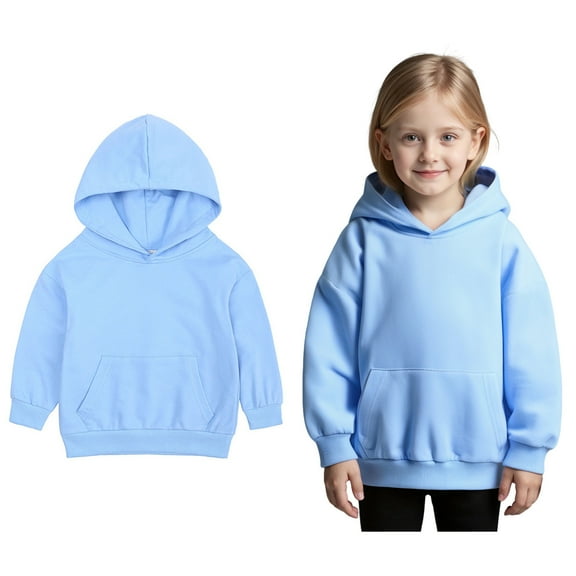 Hoddies Kids Light Blue Hoodies Casual Long Sleeve Classic Hoodie Fall Clothes Boy Clothes 2-3 Years Boys Girls Fashion