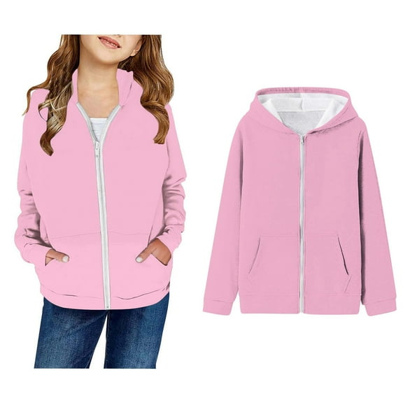 Hoddies Kids Pink Full Zipper Hooded Long Sleeve Soft Sweatshirts Top Fall Clothes 3-4 Years Girl Clothes Boys Girls Fashion