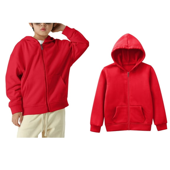 Hoddies Kids Red Hooded Casual Long Sleeve Sweatshirts Fall Winter Clothes Boy Clothes 12-18 Months Boys Girls Fashion
