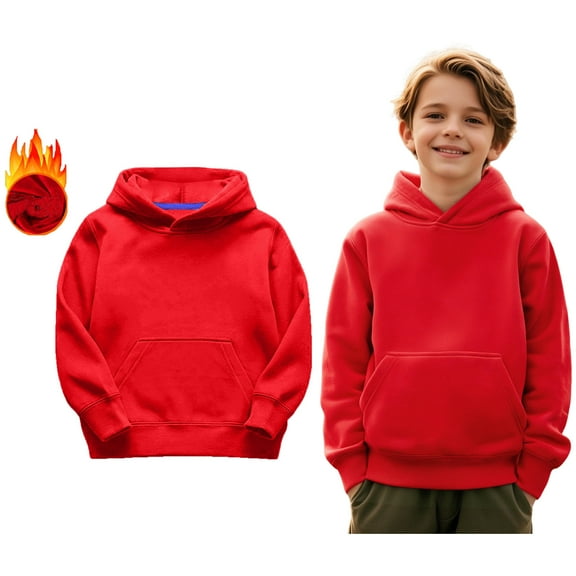 Hoddies Kids Red Hooded Long Sleeve Pullover Hoodie Sweatshirt Fall Winter Clothes 6-7 Years Girls Clothes Boys Girls Fashion