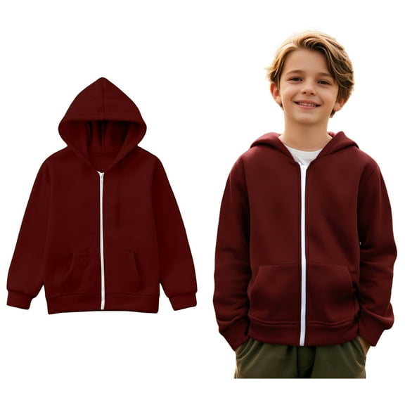 Hoddies Kids Full Zipper Hoodie Lightweight Long Sleeve Hoodies Warm Fall Winter Clothes Girls Clothes9-10 Years Boys Girls Fashion
