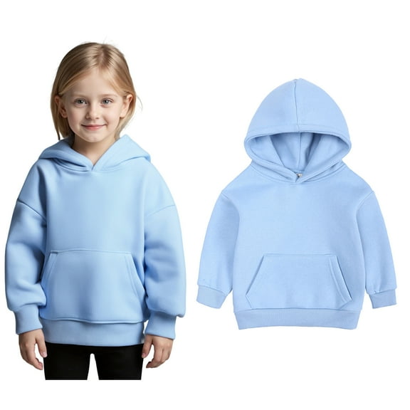 Hoddies Light Blue Hooded Casual Long Sleeve Hoodies Warm Fall Winter Clothes Little Girl Clothes 12-24 Months Boys Girls Fashion