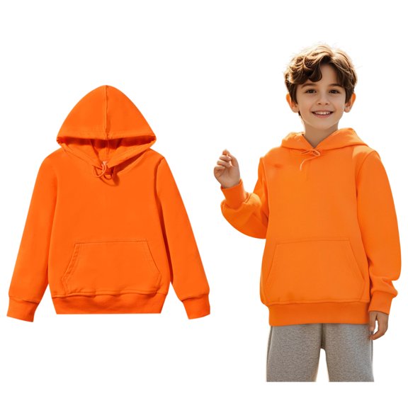 Hoddies Orange Hoodies Long Sleeve Pullover Tops Winter Clothes Girls Clothes 6-7 Years Boys Girls Fashion