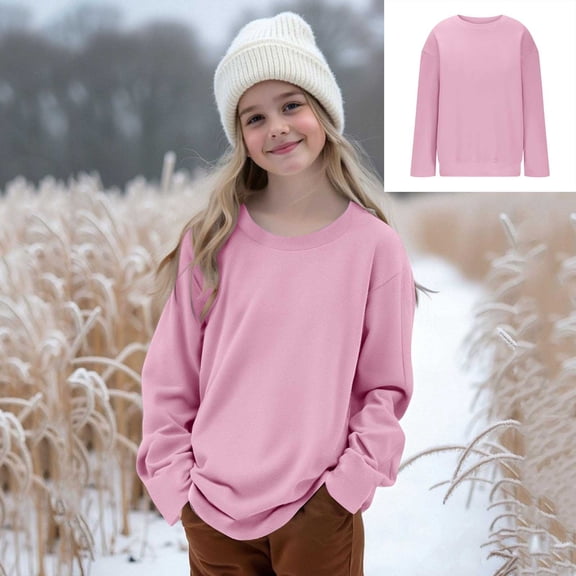 Hoddies Pink Hooded Long Sleeve Casual Basic Pullover Sweatshirt Hoodie Fall Clothes 7-8 Years Girls Clothes