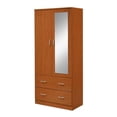 thumbnail image 1 of Hodedah 2 Door Armoire with 2 Drawers Clothing Rod and Mirror in Cherry Wood, 1 of 5