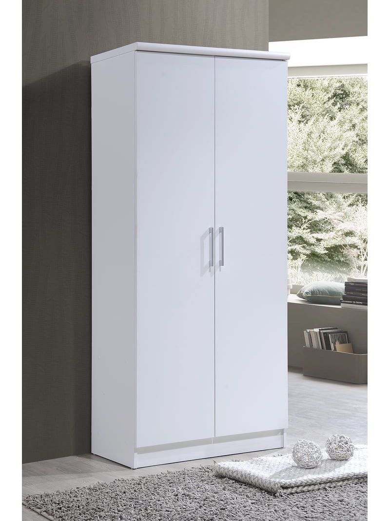 Hodedah 2-Door Wardrobe with 4-Shelves, White - Walmart.com