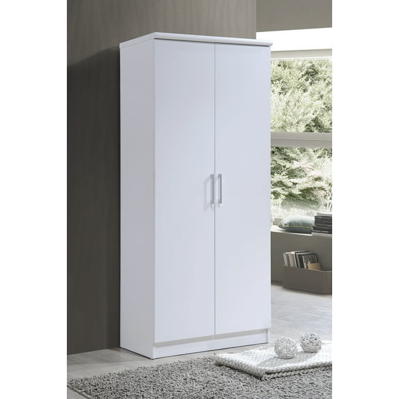 Hodedah 2-Door Wardrobe with 4-Shelves, White