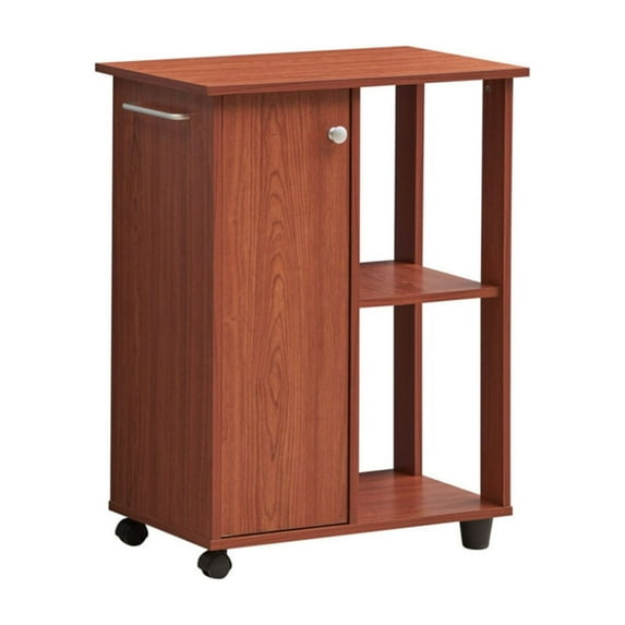 Hodedah 23.6" Wide Open Shelves and Cabinet Space Kitchen Cart in Cherry
