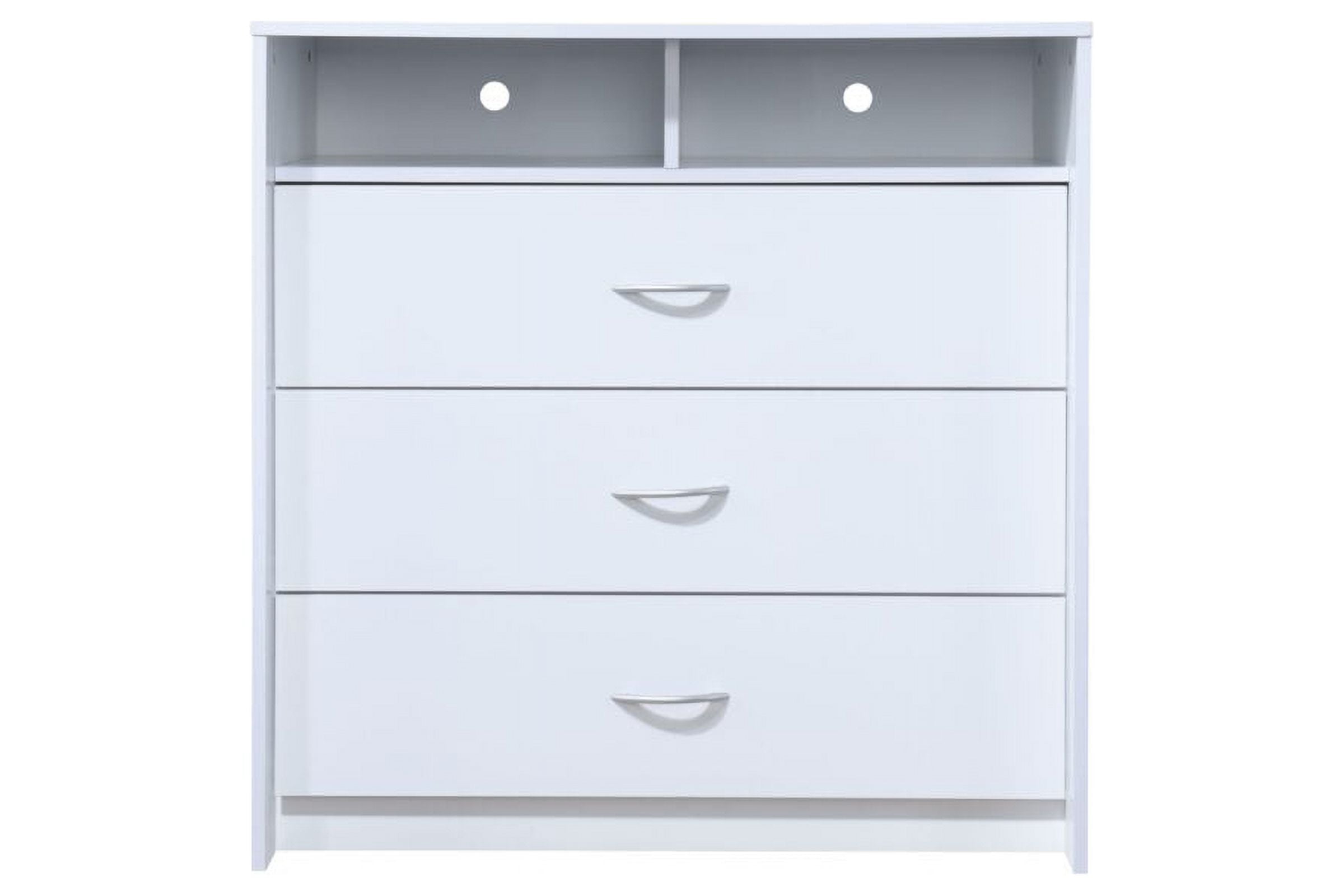 Hodedah 3Drawer Dresser with 1Open Shelf 2 Compartments in White