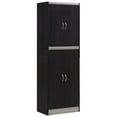 thumbnail image 1 of Hodedah 4 Door Kitchen Pantry 4 Shelves 5 Compartments in Chocolate-Grey Wood, 1 of 7