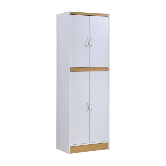 Hodedah 4 - Door Kitchen Pantry with 4 - Shelves, White