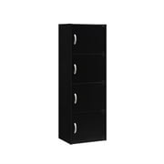 Hodedah 4-Shelf, 4-Door Bookcase in Black