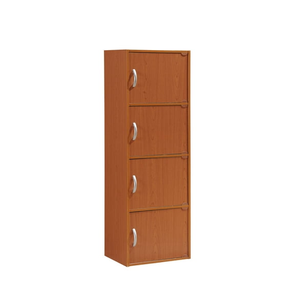 Hodedah 4-Shelf, 4-Door Bookcase in Cherry