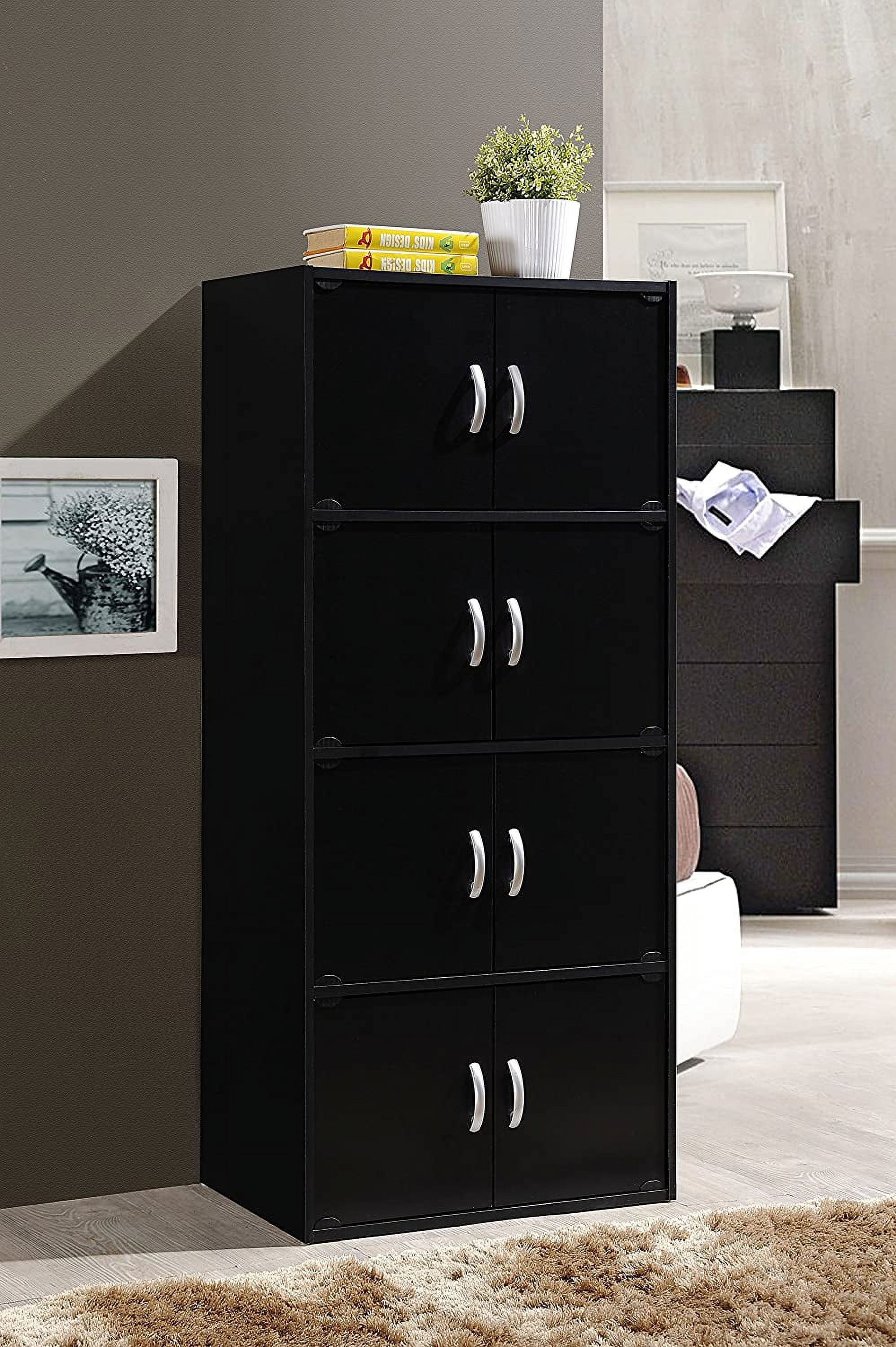 Hodedah 4-Shelf, 8-Door Multipurpose Cabinet, Black - Walmart.com