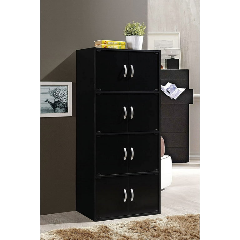 Hodedah 4-Shelf, 8-Door Multipurpose Cabinet, Black - Walmart.com