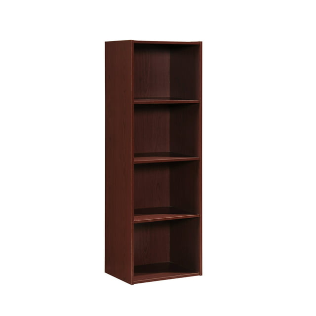Hodedah 4-Shelf Wood Bookcase, Mahogany
