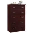 thumbnail image 1 of Hodedah 5 Drawer Jumbo Chest with Metal Gliding Rails in Mahogany, 1 of 5