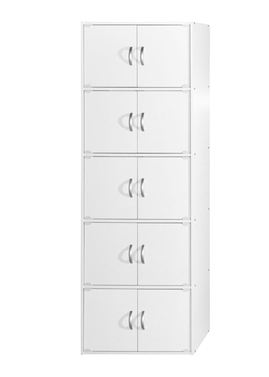 70.1" White Lockable Office Storage Cabinet with Shelves
