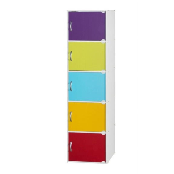 Hodedah 5-Shelf, 5-Door Multi-purpose Cabinet, Rainbow