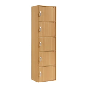 Hodedah 5-Shelf, 5-Door Multipurpose Cabinet, Brown