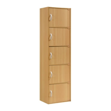 Hodedah 5-Shelf, 5-Door Multipurpose Cabinet, Brown