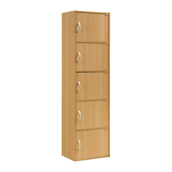 Hodedah 5-Shelf, 5-Door Multipurpose Cabinet, Brown