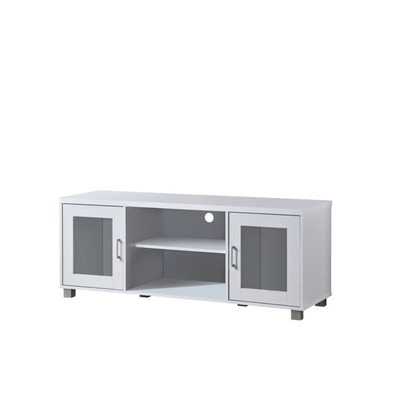 Contemporary Home Living 57" White Entertainment Center with Charcoal Finish