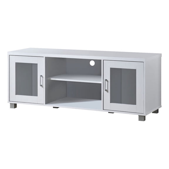 Contemporary Home Living 57" White Entertainment Center with Charcoal Finish