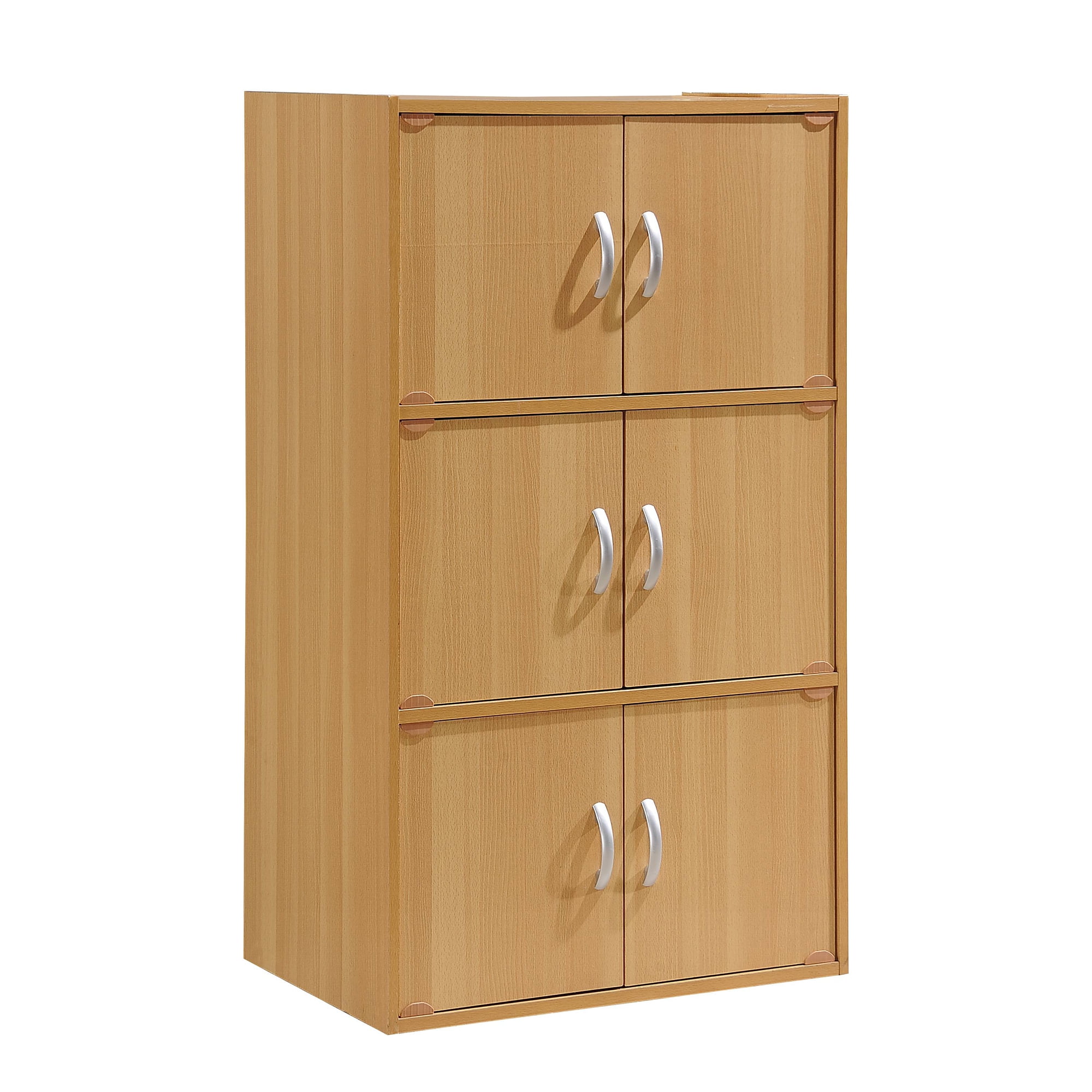 Home Indoor Decorative 3-Shelf, 6-Door Bookcase