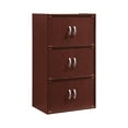 thumbnail image 1 of Hodedah 3-Shelf, 6-Door Multipurpose Bookcase, Mahogany, 1 of 6
