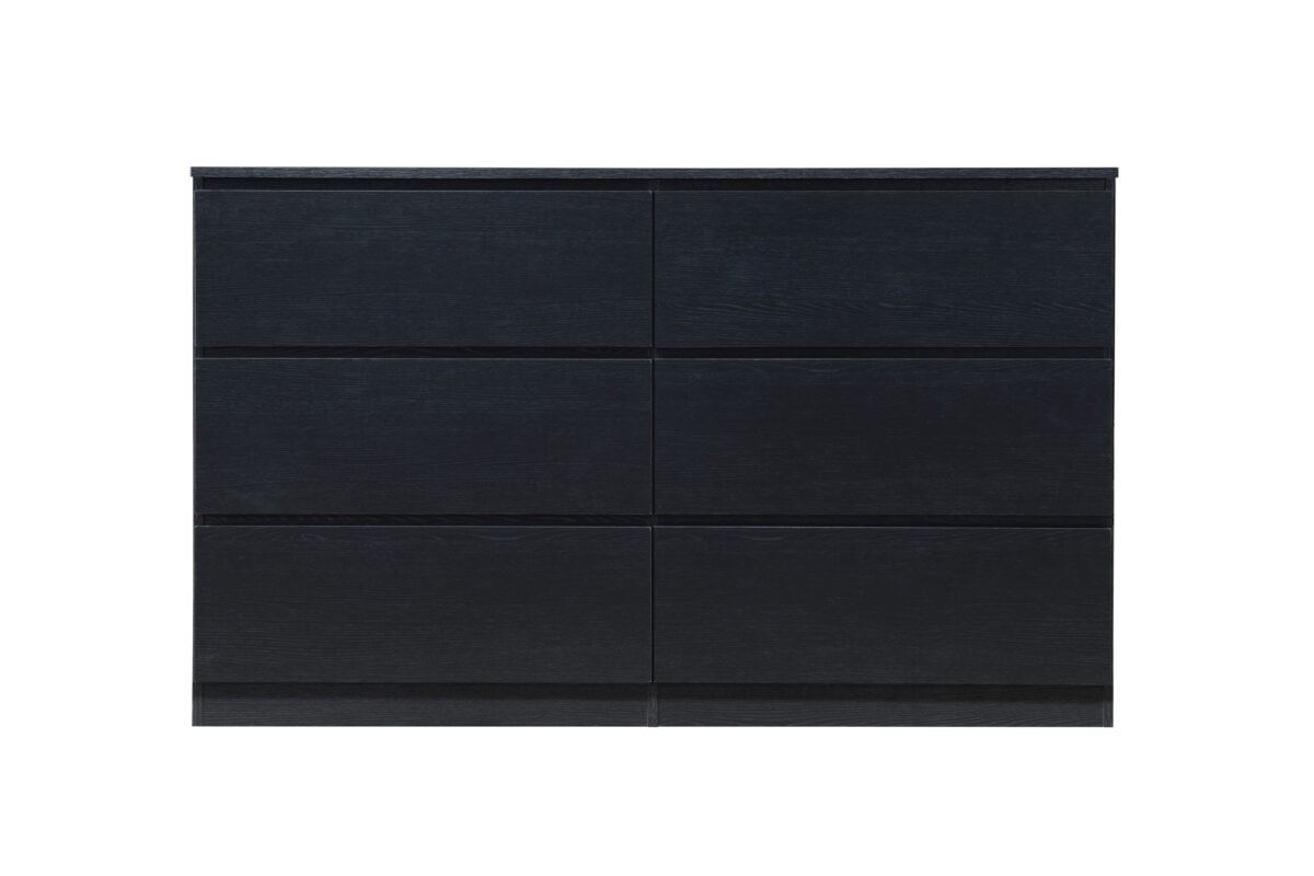 Hodedah Bedroom Six Chest 6Drawer Dresser in Black