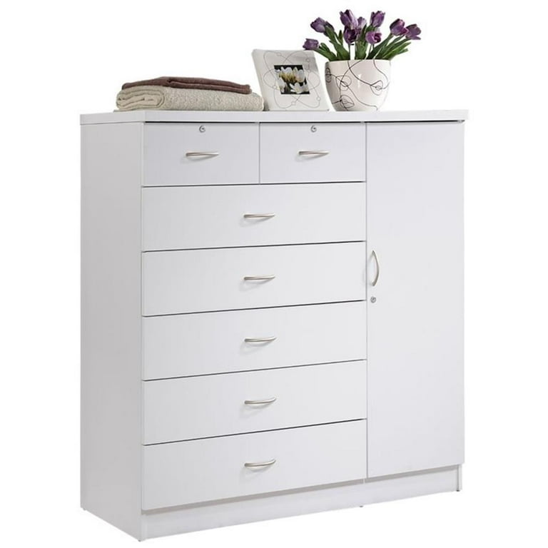 Hodedah Tall Bedroom Dresser, 7-Drawer Chest with Locks, 1