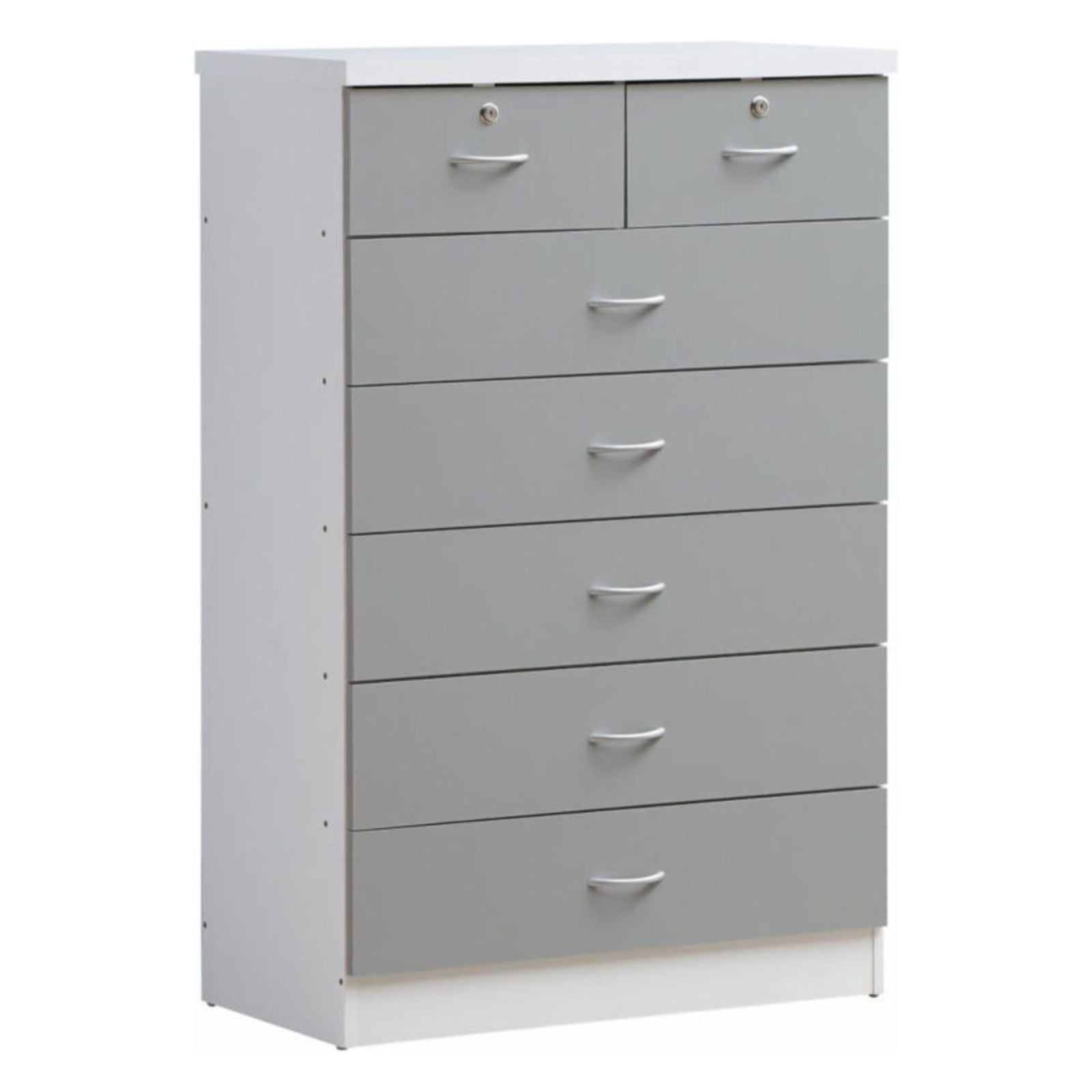 Gray Wood 48" 7-Drawer Roller Chest with Locking Top Drawers