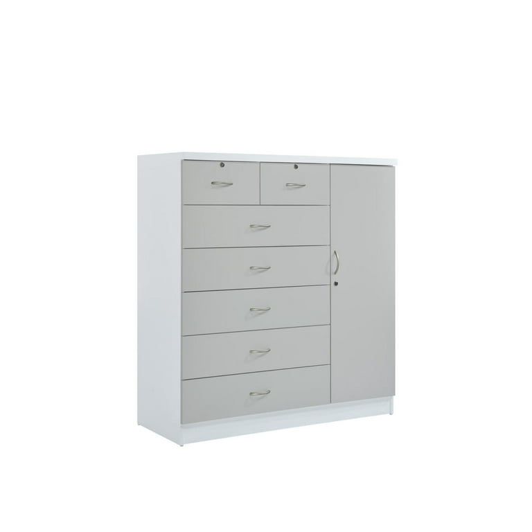 Hodedah 7 drawer chest with locks cheap on 2 top drawers in white