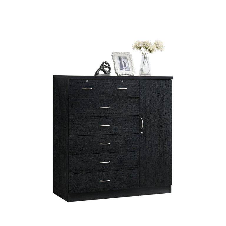 Hodedah 7 Drawer Jumbo Dresser Multiple Colors Black