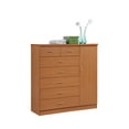 thumbnail image 1 of Hodedah 7-Drawer Chest with Locks on 2-Top Drawers plus 1-Door with 3-Shelves in Cherry, 1 of 5