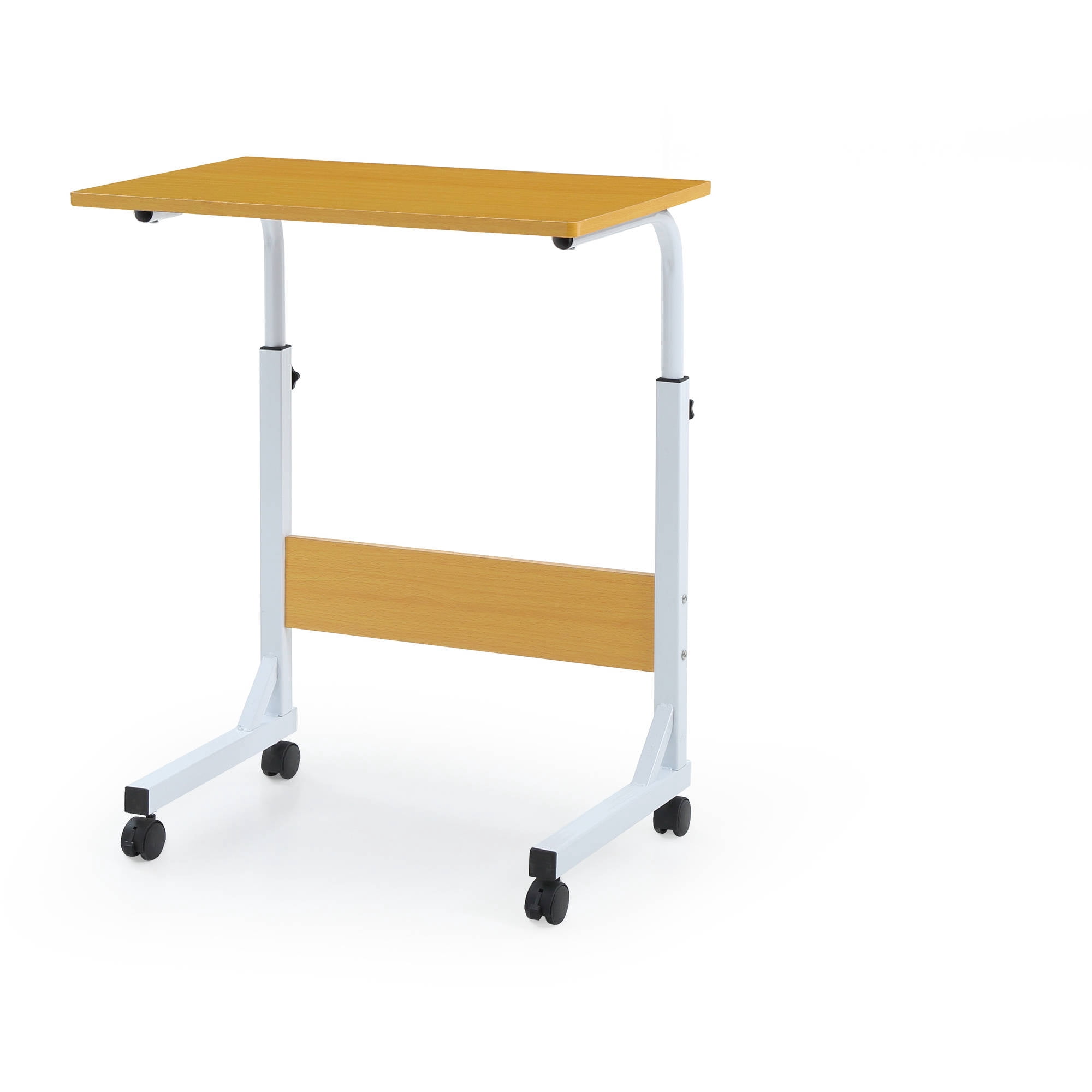 Hodedah Adjustable Height Wood Top Laptop Desk on Wheels, Brown