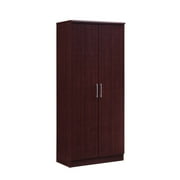 Hodedah Bedroom 2 Door Wardrobe Armoire with Adjustable Shelves, Mahogany