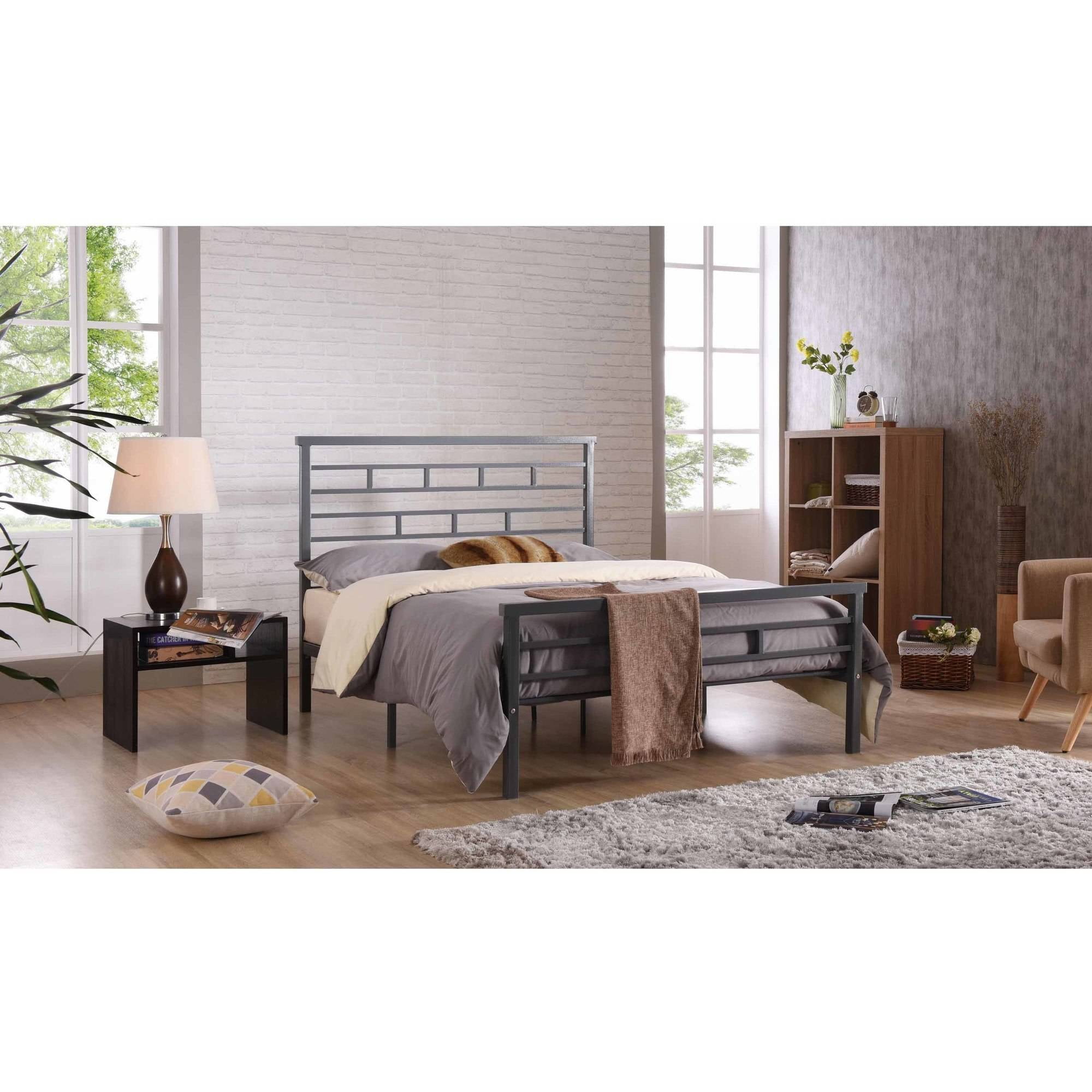 Hodedah Complete Grey Metal Bed, Multiple Sizes - Walmart.com