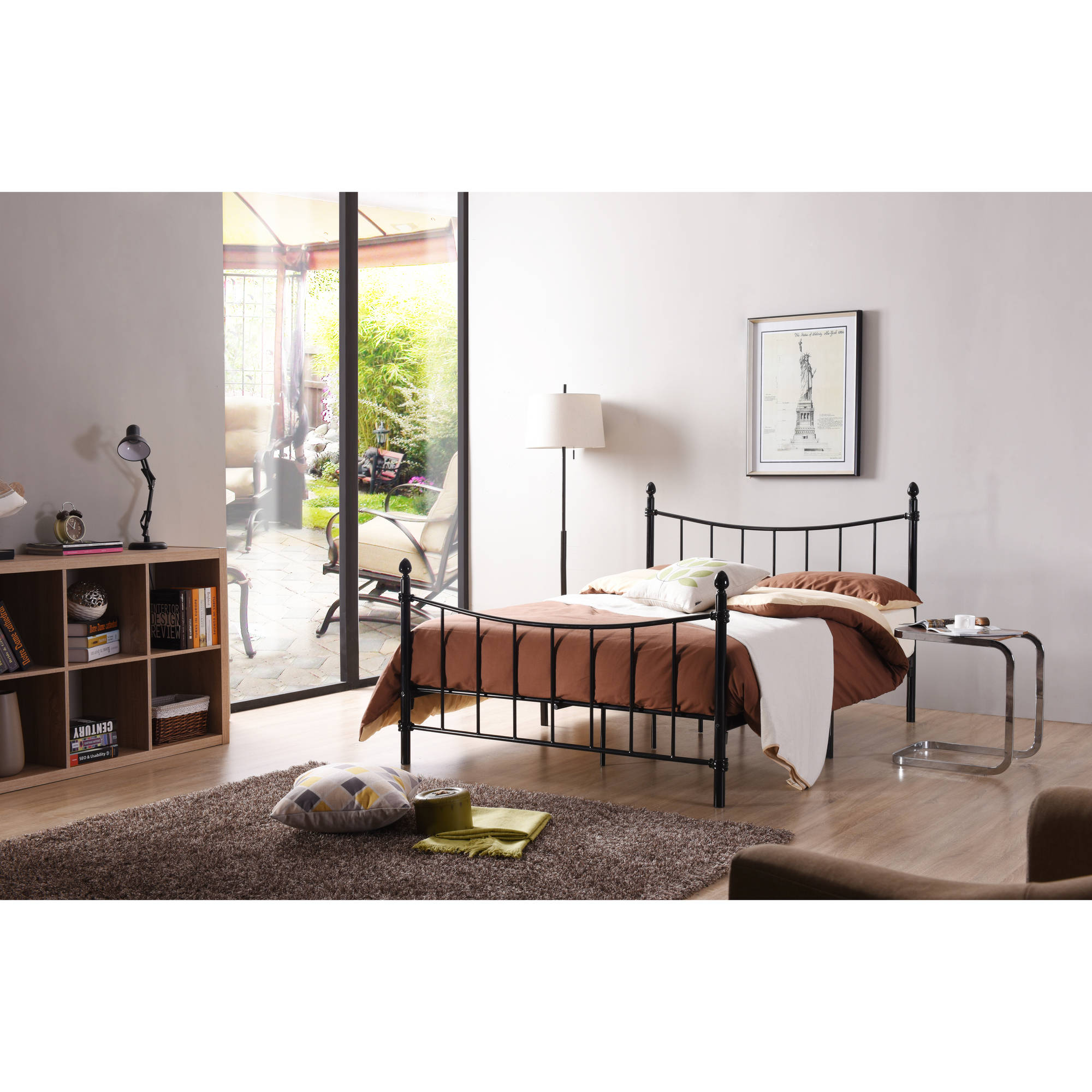 Hodedah Complete Metal Bed, Twin, Black