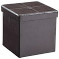 thumbnail image 1 of Hodedah Cube Foldable Faux Leather Storage Ottoman in Brown, 1 of 5