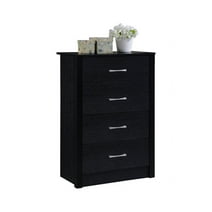 Hodedah Four Drawer Contemporary Wooden Chest in Black Finish