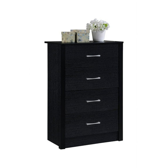Hodedah 4-Drawer Chest in Black