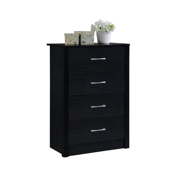 Hodedah 4-Drawer Chest in Black